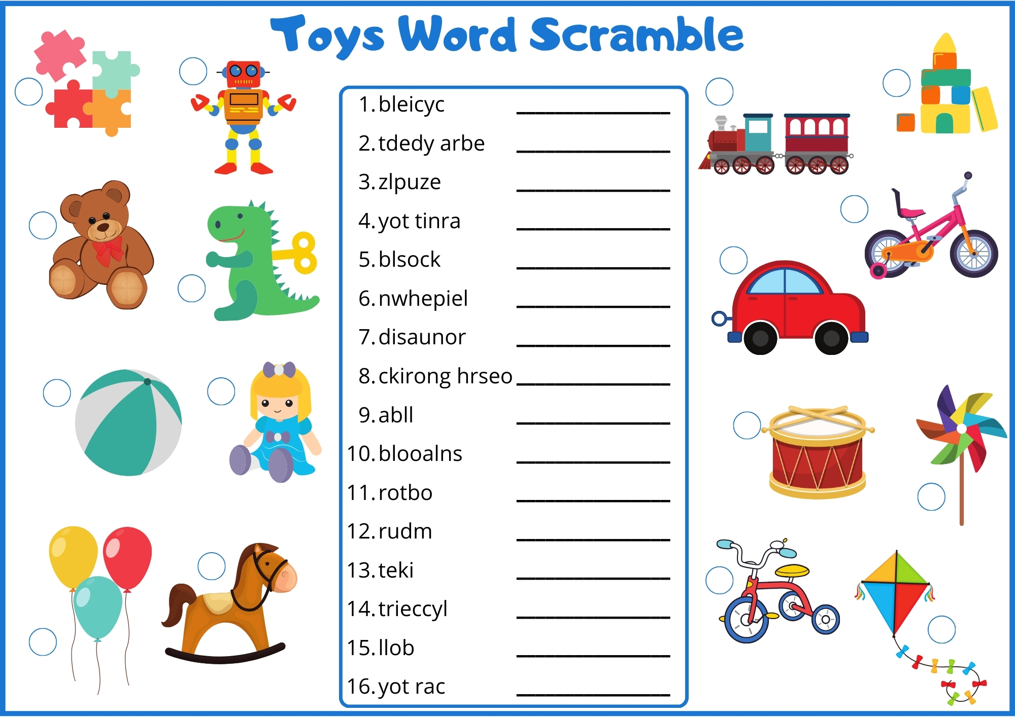 Toys Word Scramble